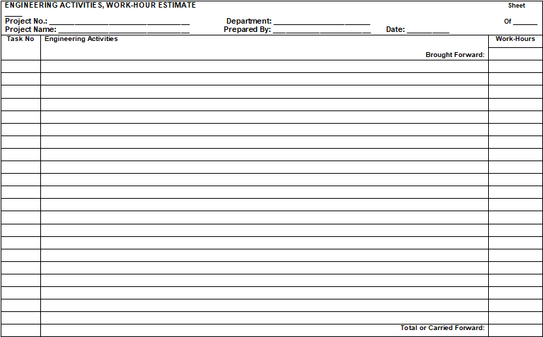 [FIGURE 1 Typical Work-Hour Estimate Sheet]